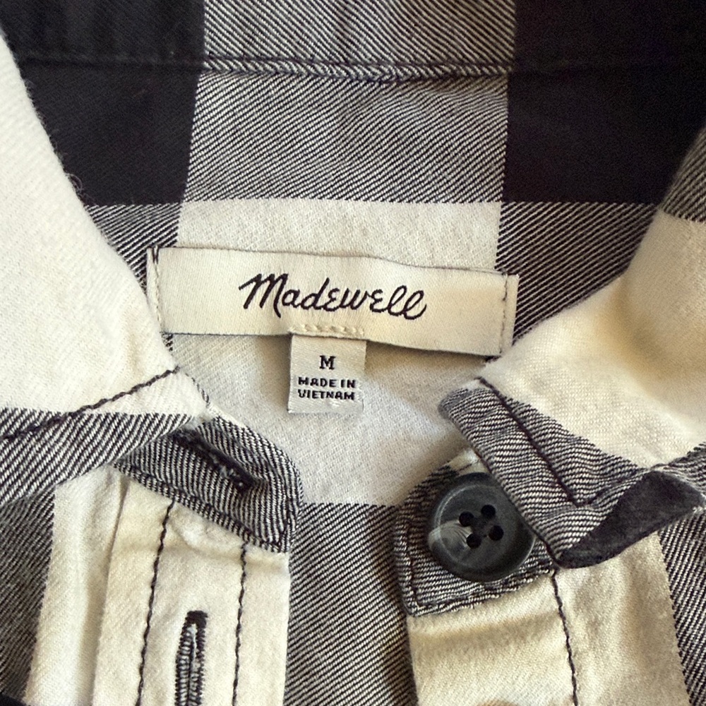Madewell Black & White Buffalo Check Button-Up Shirt M - Picture 2 of 3
